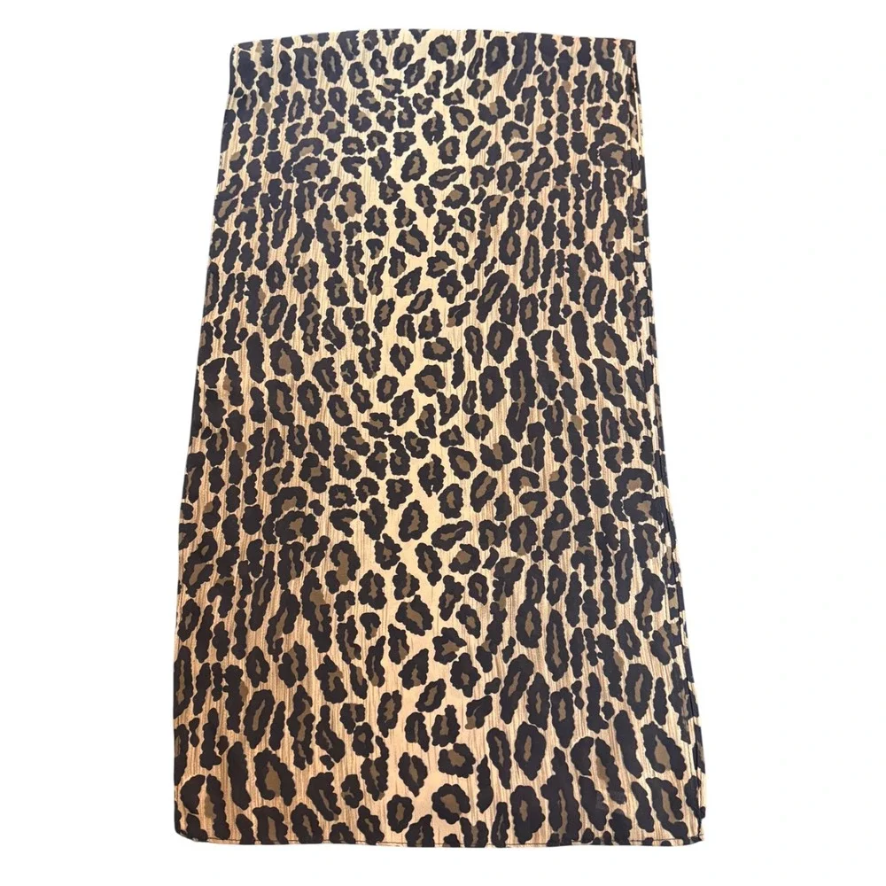 Vintage Leopard Print Rectangle Scarf Brown Tan Black‎ Animal Print Polyester